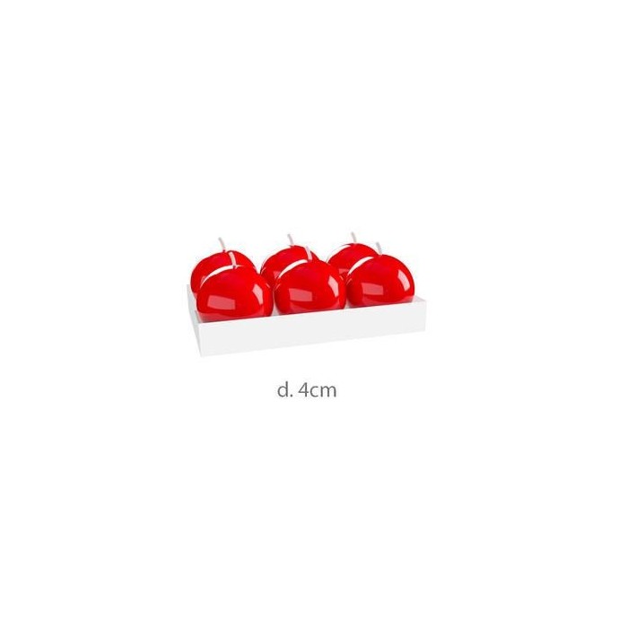 SET 6 CANDELA A SFERA ROSSO LACCATO